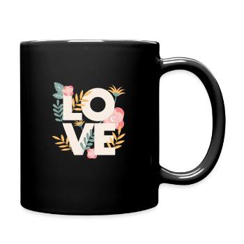 Love liebe Muster Schöne Blumen - Tasse einfarbig - Schwarz - Rechts