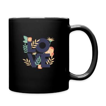 Love liebe Muster Schöne Blumen Pflanzen Blüte - Tasse einfarbig - Schwarz - Rechts
