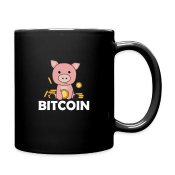 Bitcoin piggy bank coins hold digital currency - Full Colour Mug - black - Right