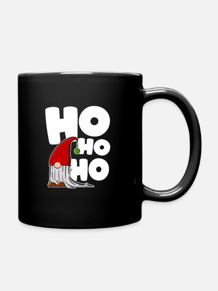 Lustiges HO HO HO mit Wichtel - Tasse einfarbig - Schwarz