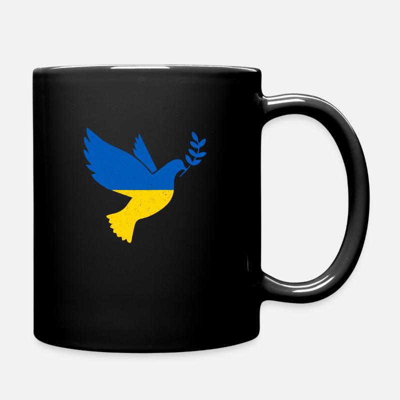 Ukraine Frieden Friedenstaube Herz Liebe - Tasse einfarbig - Schwarz