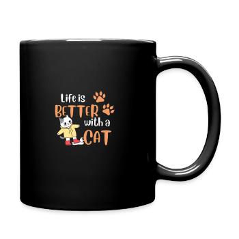Life is better with a Cat Funny Pet Cat Lover - Full Colour Mug - black - Right
