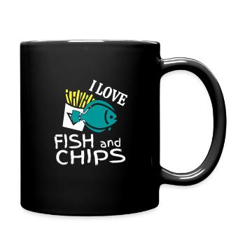 I love fish and chips English specialty - Full Colour Mug - black - Right