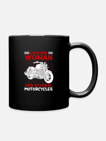 Aimez une femme et plusieurs motos moto - Mug uni - noir