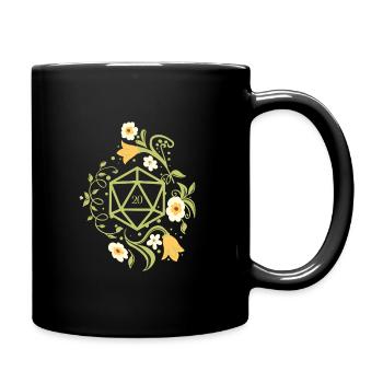 Druid D20 Dice Plants and Flowers Tabletop RPG - Full Colour Mug - black - Right
