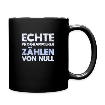 Echte Programmierer Zählen Von Null - Tasse einfarbig - Schwarz - Rechts