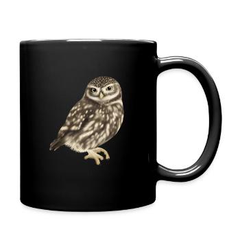 Little Owl Owl Athena Noctua - Full Colour Mug - black - Right