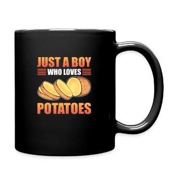 Just a boy who loves potatoes - Full Colour Mug - black - Right