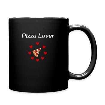 Pizza Lover Hearts Around Pizza - Full Colour Mug - black - Right