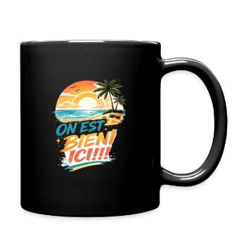 On est bien ici Plage tropical rétro - Mug uni - noir - Droite