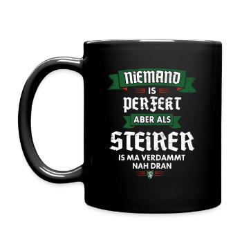 NIEMAND PERFEKT STEIRER LUSTIG STEIERMARK GESCHENK - Tasse einfarbig - Schwarz - Links