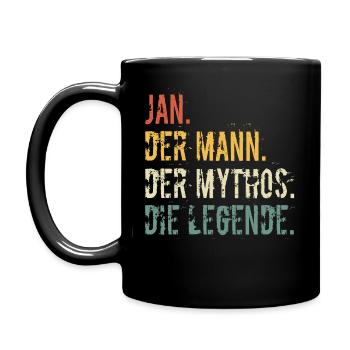 Namensgeschenk Jan Der Mann Der Mythos Die Legende - Tasse einfarbig - Schwarz - Links