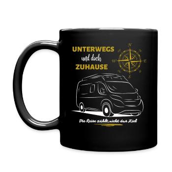 Camping Kastenwagen Wohnmobil Spruch - Tasse einfarbig - Schwarz - Links