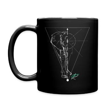 Elefant feine Linie - Tasse einfarbig - Schwarz - Links