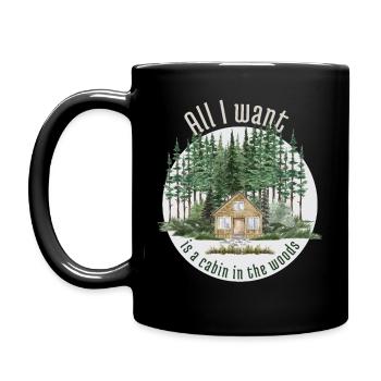 Tout ce que je veux, c’est une cabane dans les bois - Mug uni - noir - Gauche