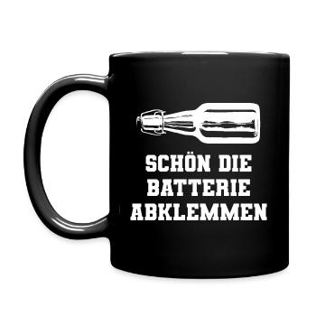 Schön die Batterie abklemmen - Tasse einfarbig - Schwarz - Links