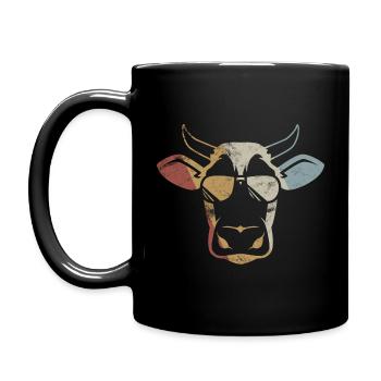 Vache Rétro Style Vintage - Mug uni - noir - Gauche