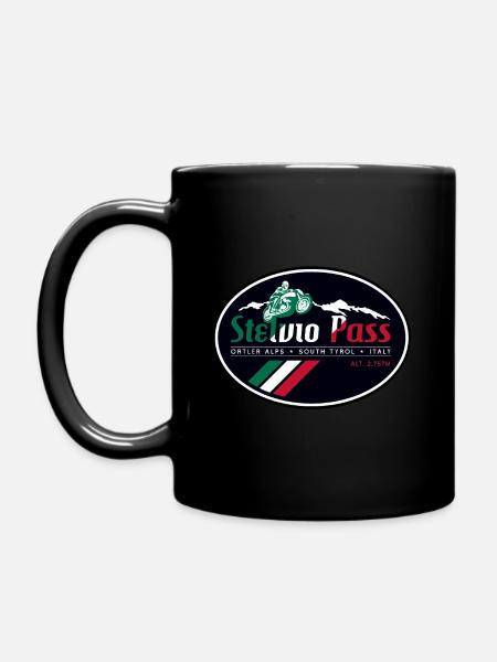 Stelvio Pass Sticker T Shirt Design 03 - Mug uni - noir