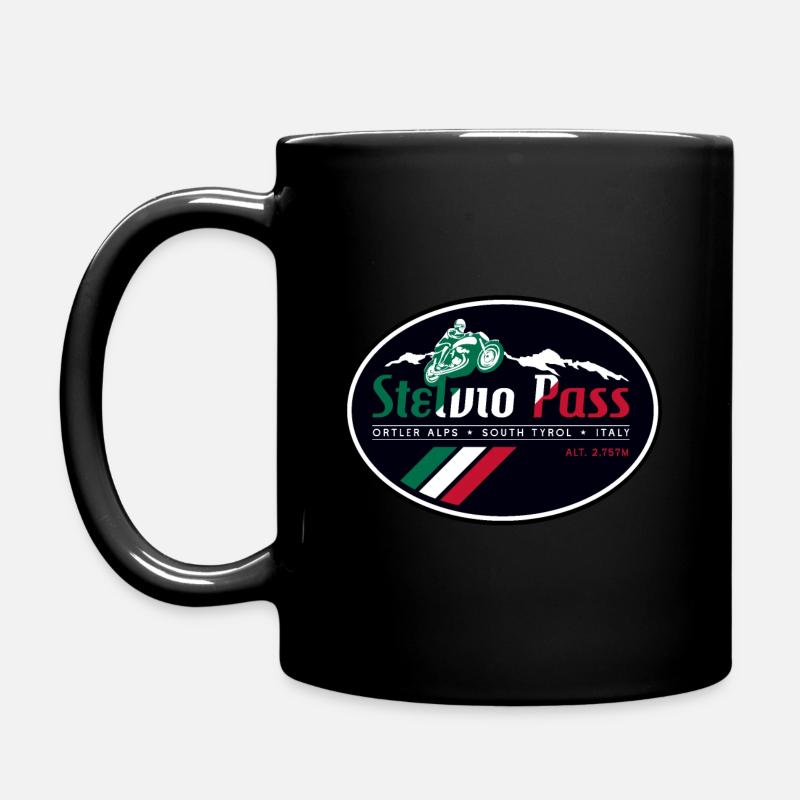 Stelvio Pass Sticker T Shirt Design 03 - Tasse einfarbig - Schwarz