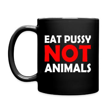 Eat pussy not animals - Tasse einfarbig - Schwarz - Links