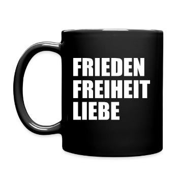 Frieden freiheit liebe - Tasse einfarbig - Schwarz - Links