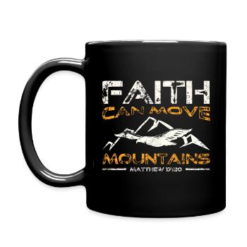 Faith can move Mountains, christliches Geschenk. - Tasse einfarbig - Schwarz - Links
