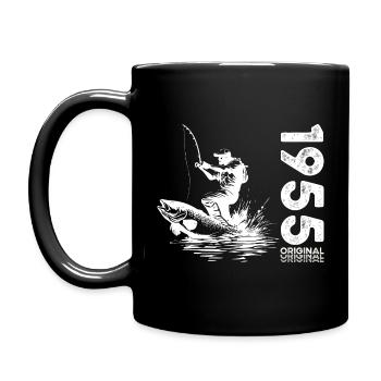70ème Anniversaire Pêcheur Pêche 1955 Vintage 1955 - Mug uni - noir - Gauche