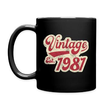 Jahrgang Est 1981 - Tasse einfarbig - Schwarz - Links