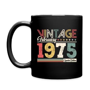 50th Birthday Gift Husband Original February 1975 - Full Colour Mug - black - Left