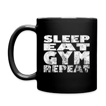 Gym Eat sleep gym repeat - Tasse einfarbig - Schwarz - Links