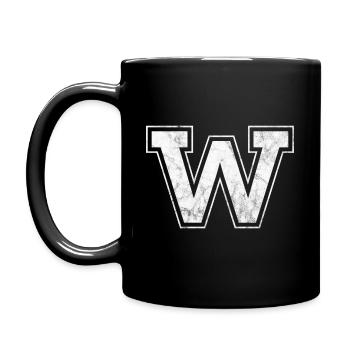 Buchstabe W - Tasse einfarbig - Schwarz - Links