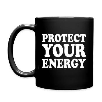 Protect your energy - Tasse einfarbig - Schwarz - Links
