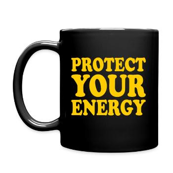 Protect your energy - Tasse einfarbig - Schwarz - Links