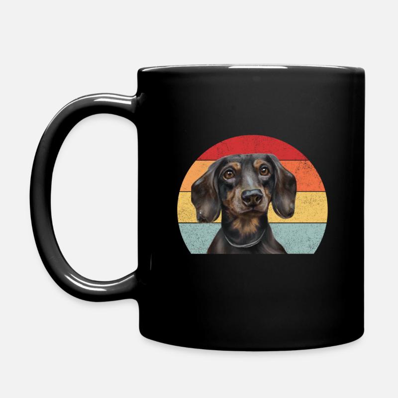 Retro Dackel - Tasse einfarbig - Schwarz