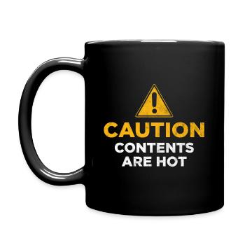 Inhalt ist heiß - Tasse einfarbig - Schwarz - Links