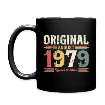 45. Geburtstag Original August 1979 Jahrgang 1979 - Tasse einfarbig - Schwarz - Links