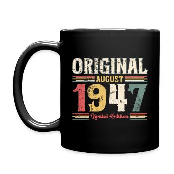 77th Birthday Original August 1947 Year 1947 - Full Colour Mug - black - Left