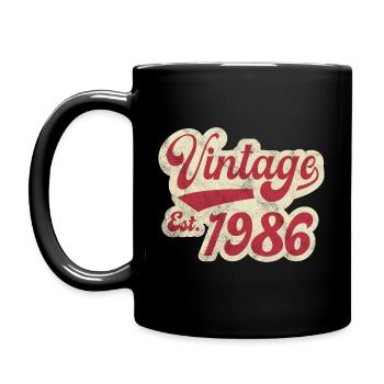 Jahrgang Est 1986 - Tasse einfarbig - Schwarz - Links