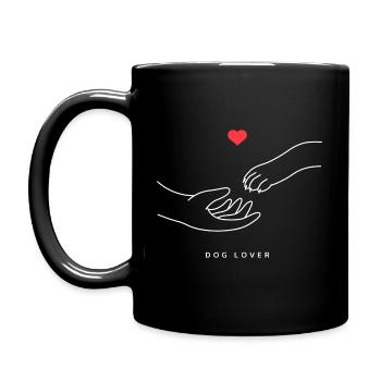 Dog Friend Dog Lovers Dog Love Paw Heart - Full Colour Mug - black - Left