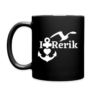 Rerik-Ich liebe Rerik mit Anker Herz & Möwe-Ostsee - Tasse einfarbig - Schwarz - Links
