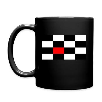 Schwarz-weiss Karo mit rotem Akzent - Tasse einfarbig - Schwarz - Links