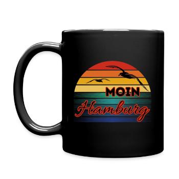 Moin Hamburg mit Möwe im Retro Style - Tasse einfarbig - Schwarz - Links