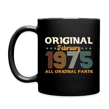 50th Birthday Gift Husband Original February 1975 - Full Colour Mug - black - Left
