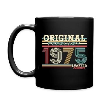 50th Birthday Gift Husband Original February 1975 - Full Colour Mug - black - Left