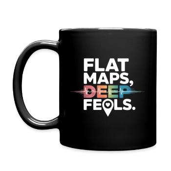 Flache Karten Deep Feels Geografie Kartografie - Tasse einfarbig - Schwarz - Links