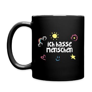 Ich hasse Menschen - Tasse einfarbig - Schwarz - Links