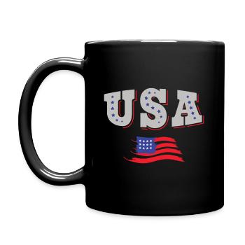 USA Fußball Trikot Amerikanische Flagge - Tasse einfarbig - Schwarz - Links
