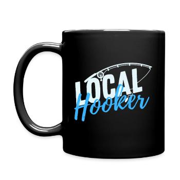 I'm just a local h**ker - Fishing Design - Full Colour Mug - black - Left