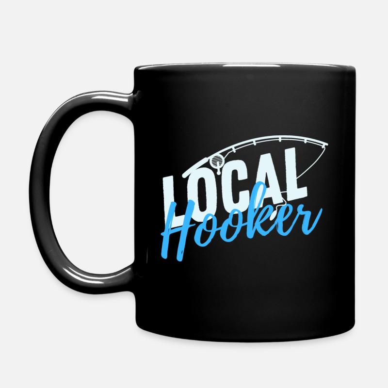 I'm just a local h**ker - Fishing Design - Full Colour Mug - black