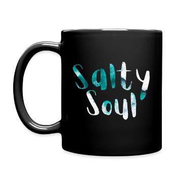 Salty Soul Maritime Saying Sea Design Gift - Full Colour Mug - black - Left